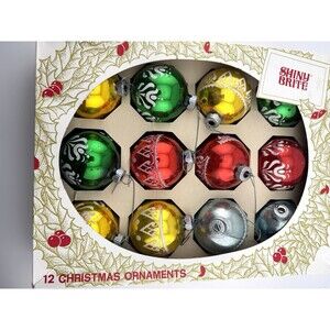 Shiny Brite Vintage Glass Christmas Tree Ornaments Original Box Holiday